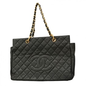 Chanel Matelasse Shoulder Bag with Chain Bag, Caviar Skin, Black, Women's, P1977263