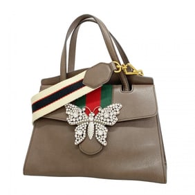 Gucci Sherry Line Totem Butterfly Handbag 505342 Leather Brown and Gold 2-Way Bag for Women
