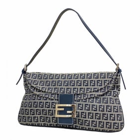 Fendi Zucchino Nylon Canvas Handbag, Navy, Women's