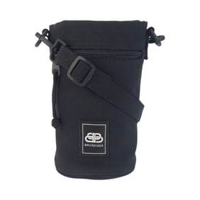 BALENCIAGA Black Canvas Shoulder Bag 618193 with Drink Holder and Bottle for Women