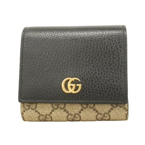 Gucci GG Marmont Supreme Wallet 598587 Leather Black Brown Women's