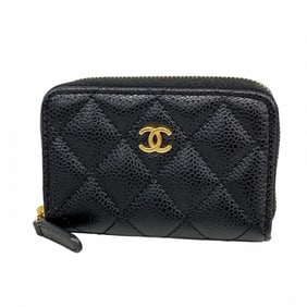 Chanel Wallet/Coin Case Matelasse Caviar Leather Black Women's