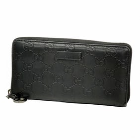 Gucci long wallet Guccissima 224246 leather black women's