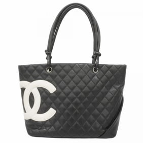 Chanel Cambon Tote Bag, Lambskin, Black, Women's