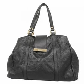 Gucci Tote Bag Guccissima 211935 Leather Black Champagne Women's