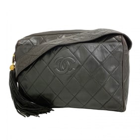 Chanel Shoulder Bag with Matelasse Chain Bag, Lambskin, Black, Women's