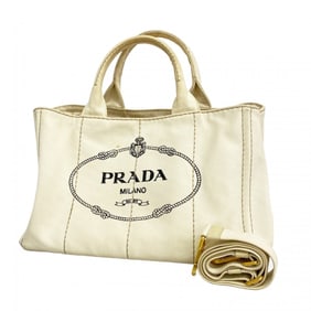 Prada Canapa Canvas Handbag, White, 2-Way Bag for Women