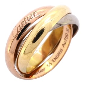 Cartier Trinity Ring, Classic Model, 18K Yellow Gold, White Pink #55, for Men and Women