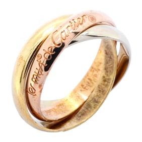 Cartier Trinity Ring, Classic Model, 18K Yellow Gold, White Pink #54, Women's