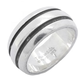 Tiffany ring, grooved double line, silver 925, size 17, men's