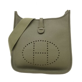 Hermes Hermès Evelyn 1PM Shoulder Bag in Taurillon Clemence Leather, Olive Green, with P Stamp,