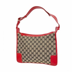 Gucci GG Canvas Shoulder Bag 001 4205 Black Red Women's P1959075
