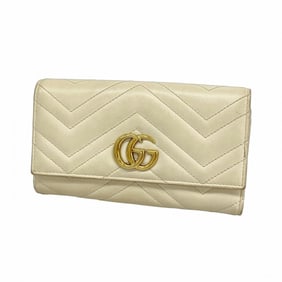 Gucci GG Marmont Long Wallet 443436 Leather Ivory Women's P1958538