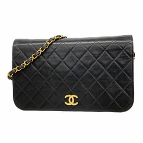 Chanel Matelasse Shoulder Bag with Chain Bag, Lambskin, Black, Women's, P1956186