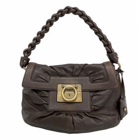 Salvatore Ferragamo Gancini Leather Shoulder Bag, Brown, Women's, P1956184