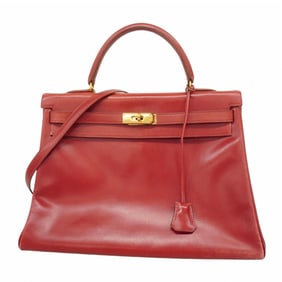 Hermes Hermès Kelly 35 Box Calf Handbag, Rouge vif Leather, C Stamp, 2-Way Bag, Women's, P1850975