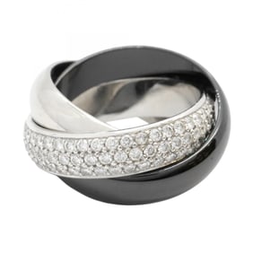 Cartier Trinity Ring, 18K White Gold, Pt950 Platinum, Diamond, Ceramic, #53, Women's, P1772902