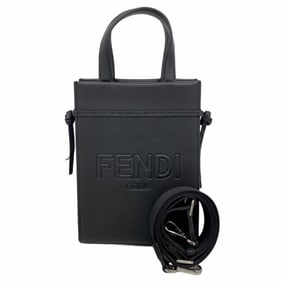 Fendi Go-To Shopper Leather Handbag, Black, 2-Way Bag for Women