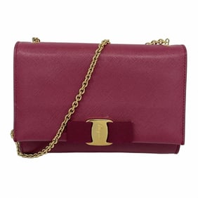 Salvatore Ferragamo Vara Leather Shoulder Bag, Bordeaux, Women's