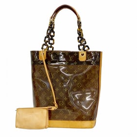Louis Vuitton Monogram Vinyl Tote Bag, Cover Ambre MM, M92501, Brown, Women's