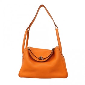Hermes Hermès Lindy 30 Handbag, Taurillon Clemence Leather, Orange, ?Q Stamp, 2-Way Bag for Women