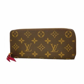 Louis Vuitton Monogram Portefeuille Clemence Long Wallet M60742 Brown Fuchsia Women's