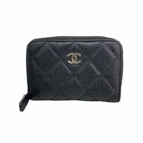 Chanel Wallet/Coin Case Matelasse Caviar Leather Black Women's