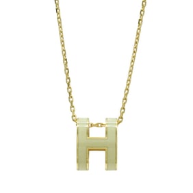 HERMES Pop H Necklace Pendant GP Gold Plated Ivory