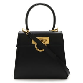 Salvatore Ferragamo Gancini handbag/shoulder bag in black leather