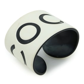 CHANEL COCO Mark Bangle Bracelet Plastic White Black