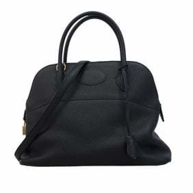 Hermes Hermès Bolide 31 Handbag in Taurillon Clemence Leather, Black, with Y Stamp, 2-Way Bag for