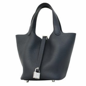 Hermes Hermès Picotin Lock PM Handbag in Taurillon Clemence Blue Indigo with K Stamp for Women