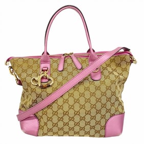 Gucci GG Canvas Tote Bag 269957 Brown Pink Champagne 2-Way for Women