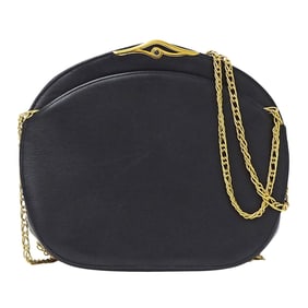 Cartier Women's Sapphire Leather Shoulder Bag in Black with Chain
