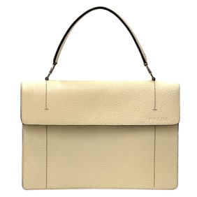 Prada PRADA Women's Brand Handbag Leather Cream Simple Logo