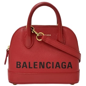 Balenciaga Ville Women's Bag, 2-Way Leather Handbag/Shoulder Top Handle, XXS, Red, Mini Bag with