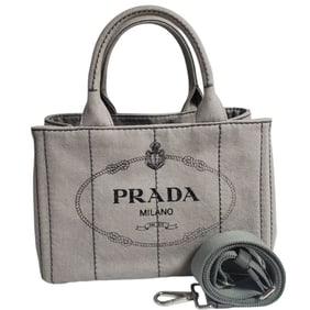 Prada Canapa Women's Canvas Mini Handbag/Shoulder Bag, Gray, 1BG439, Casual, Perfect for Casual