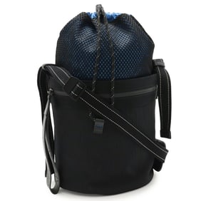 BOTTEGA VENETA shoulder bag, bucket drawstring mesh nylon, black, blue, 570185