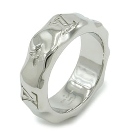 LOUIS VUITTON Berg Monogram Curved Ring, #L, Japanese Size 22, Silver, Men's, M00335