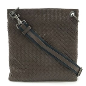BOTTEGA VENETA Intrecciato Shoulder Bag in Dark Brown and Black Leather (172736)
