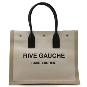 Yves Saint Laurent SAINT LAURENT PARIS YSL Rive Gauche Tote Bag in Canvas and Leather (Beige Black)