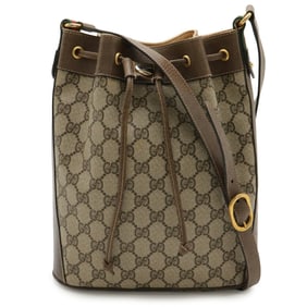 GUCCI Old Gucci GG Plus Sherry Line Shoulder Bag, PVC Leather, Beige and Mocha Brown, 41.02.034