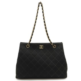 CHANEL Matelasse Coco Mark Tote Bag with Chain Shoulder in Black Jersey