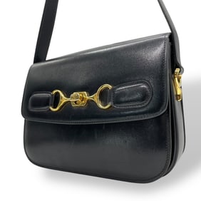 CELINE Triomphe Shoulder Bag in Black Calf Leather with Gold Hardware, C5