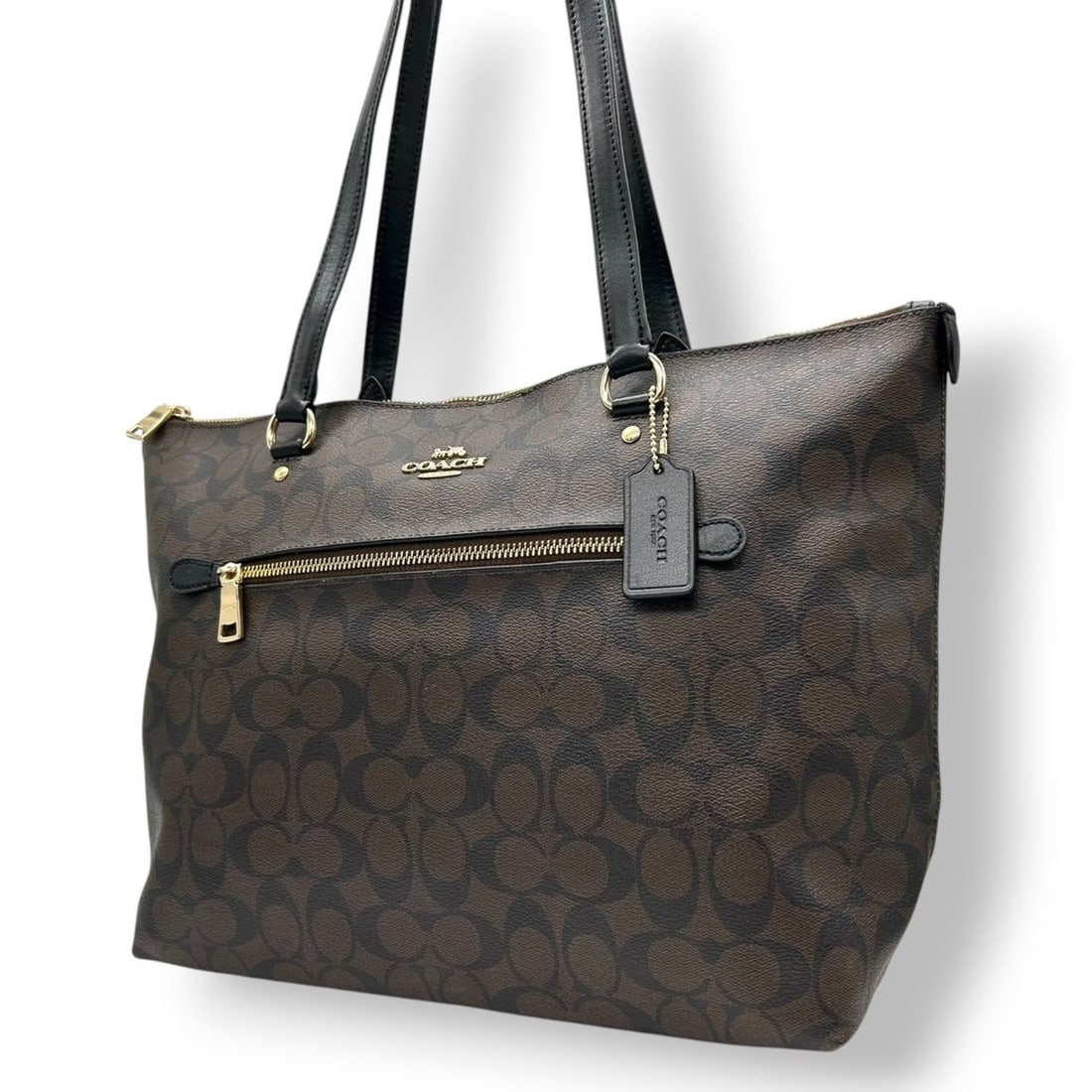 Coach Gallery Tote Bag, Signature Leather, Brown and Black, F79609, Women's, Size 84: --- Catalog ---Category: SizeSize (HxWxD): 27cm x 33cm x 12cm / 10.62'' x 12.99'' x 4.72''Category: DesignType: Tote bagColor: Black, BrownGender: WomenMaterial: PVC , Leather Category: GeneralMPN: F7