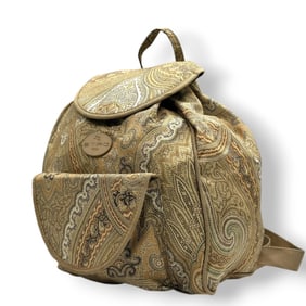 Etro Profumi Paisley Tote Bag, Nylon and Leather, Green Multicolor, Women's, Size s94