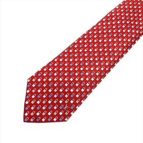 Louis Vuitton Cravate Find the Key Padlock Tie, Silk, 148cm, M73565, Red, Men's