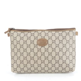 Gucci GG Plus Leather Clutch Bag/Pouch, Brown, Men's