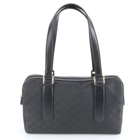 Gucci GG Nylon and Leather Tote Bag (257289), Mini Boston Shoulder Bag, Black, Women's