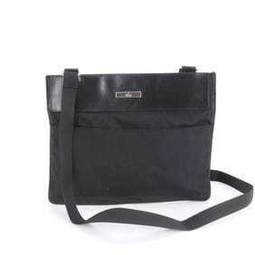 Gucci 019-0354 Leather and Nylon Messenger Shoulder Bag, Black, Men's